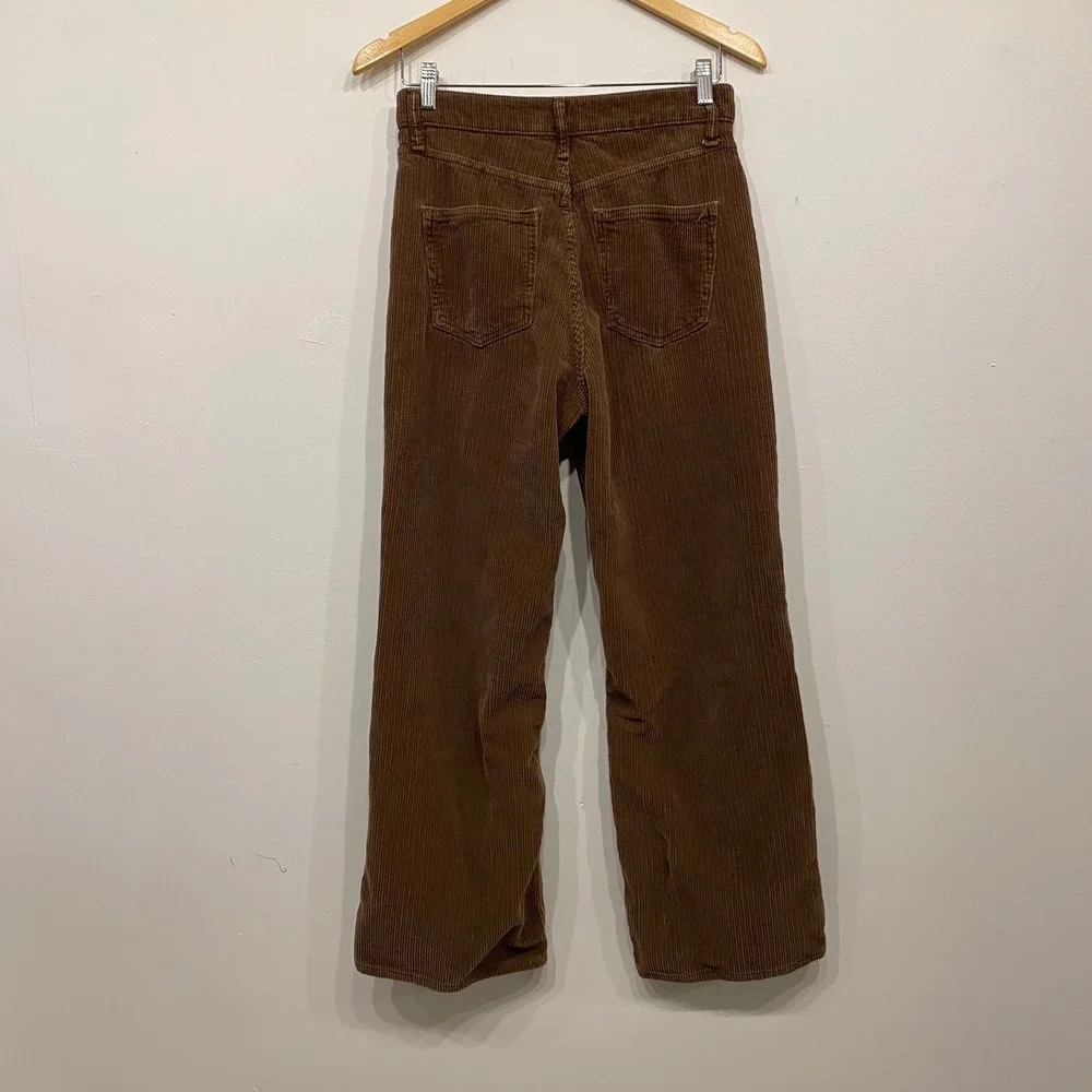 Zara‎ Brown Corduroy Wide Leg Pants High Rise Womens Size 6